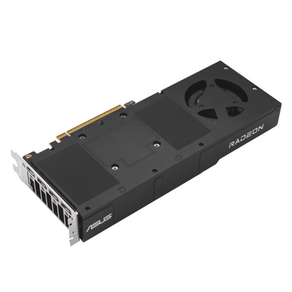 ASUS Turbo Radeon AI Pro R9700 arka plaka (backplate) ve blower fan