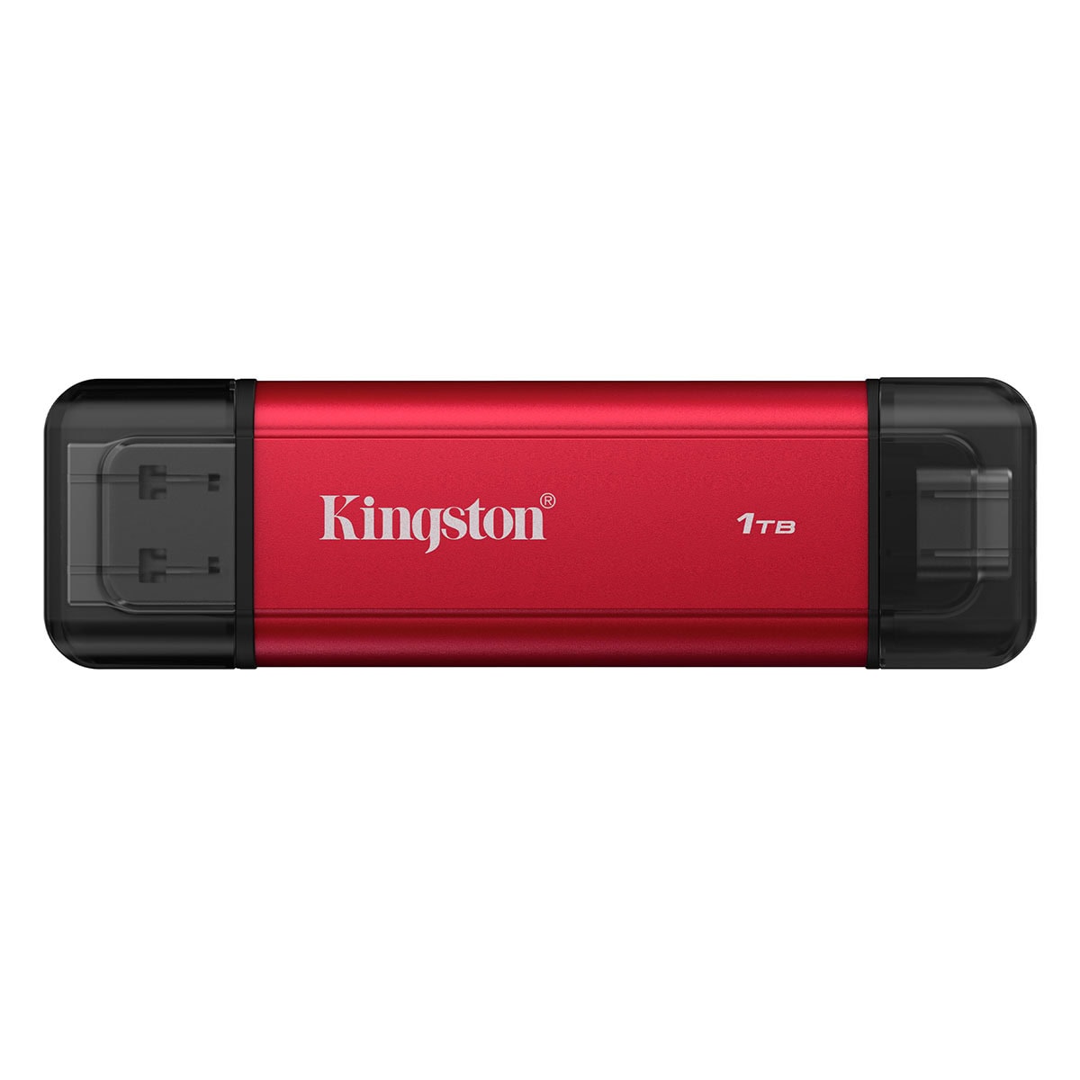 Yüksek kapasiteli kırmızı Kingston USB bellek, 1TB depolama alanı ile oyun ve veri yedekleme için ideal. Taşınabilir ve hızlı veri aktarımı sağlayan modern tasarım.