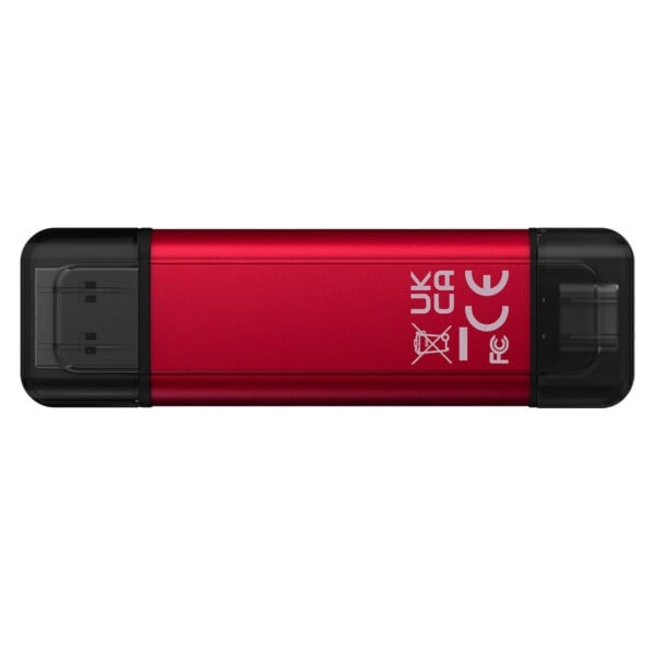 Kırmızı ve siyah renkli USB bellek, taşınabilir veri depolama ve hızlı transfer için uygun, CE ve FCC sertifikaları ile güvenli kullanım sağlar.