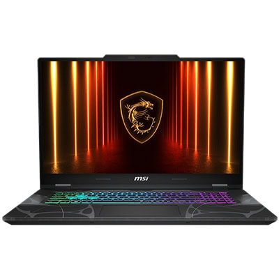 MSI gaming laptop, kırmızı ve altın renkli ışıklandırmalı oyuncu dizüstü bilgisayarı, yüksek performans ve şık tasarımıyla ön plana çıkıyor, oyun tutkunları için ideal.