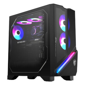 Yüksek performanslı gaming bilgisayarı, RGB aydınlatmalı kasa ve güçlü ekran kartı ile, en iyi oyun deneyimini sağlar, MSI ve MSI Performance Gaming markalarıyla oyun tutkunları için ideal.