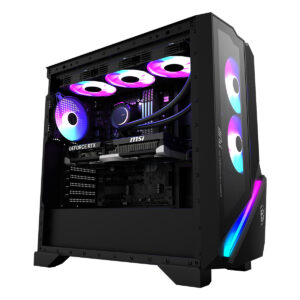Yüksek performanslı oyun bilgisayarı, RGB aydınlatmalı VRM ve güçlü ekran kartı ile profesyonel oyunculara özel tasarım, şık ve gösterişli kasasıyla gamers'ın beğenisini kazanıyor.