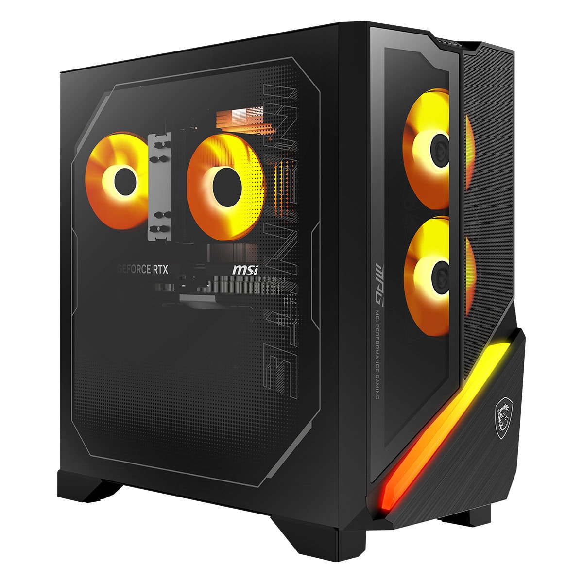Yüksek performanslı oyun bilgisayarı MSI, RTX ekran kartı, RGB aydınlatmalı soğutucu fanlar ve şık tasarım ile profesyonel gaming deneyimi sunar.