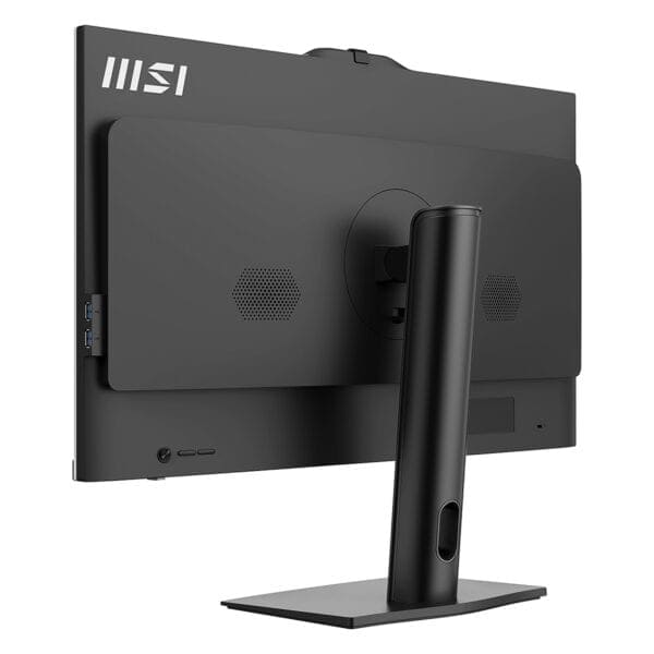 Yansımasız, modern MSI bilgisayar monitörü arka ve yan görünüm, bilgisayar oyunu ve profesyonel kullanıma uygun yüksek çözünürlüklü ekran ve bağlantı portlarıyla detaylar içerir.
