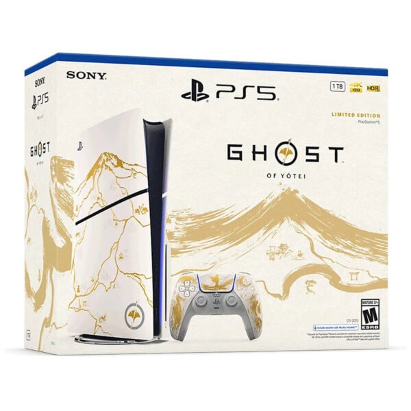 Güzel tasarımlı Sony PlayStation 5 Ghost of Yōkai Limited Edition oyun konsolu ve kontrol cihazı, Japon kültürüne ilgi duyan oyuncular için ideal, yüksek kaliteli ve şık oyun deneyimi sunar.