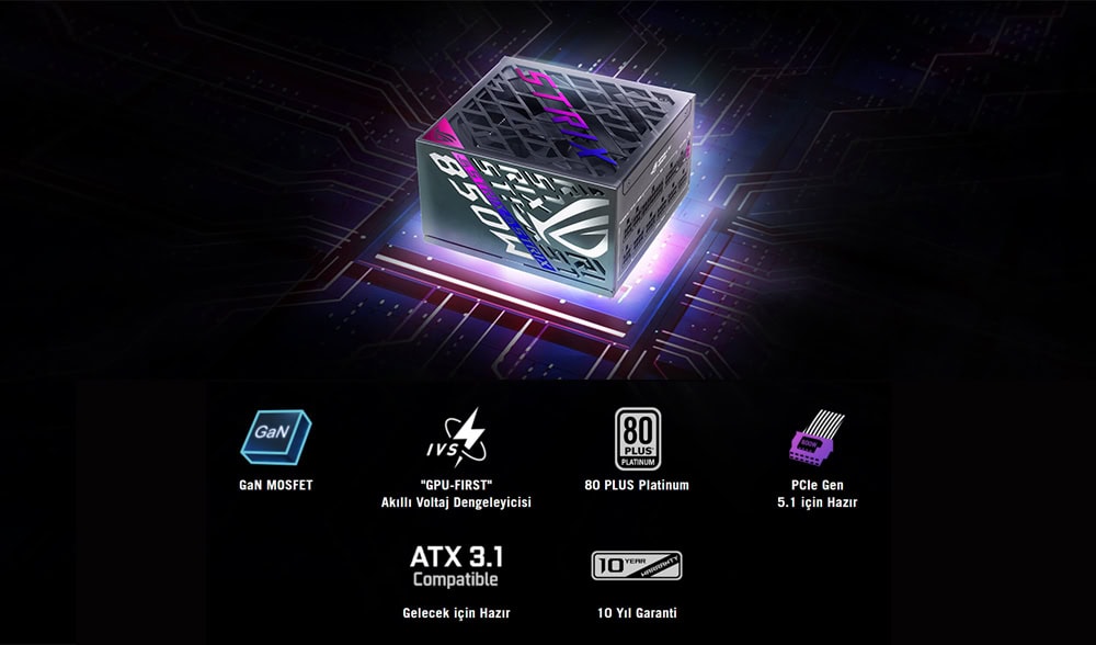 ROG STRIX 850W Platinum ASUS ROG Strix 850P 850W Güç Kaynağı H2