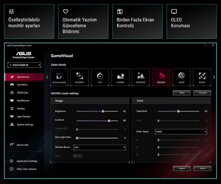 ROG Swift OLED PG27AQWP-W ASUS ROG Swift OLED PG27AQWP-W Gaming Monitör H23