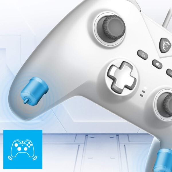 MSI FORCE GC200 WHITE Hall Effect Kablolu Gamepad – REKABET İÇİN UYUM SAĞLAR