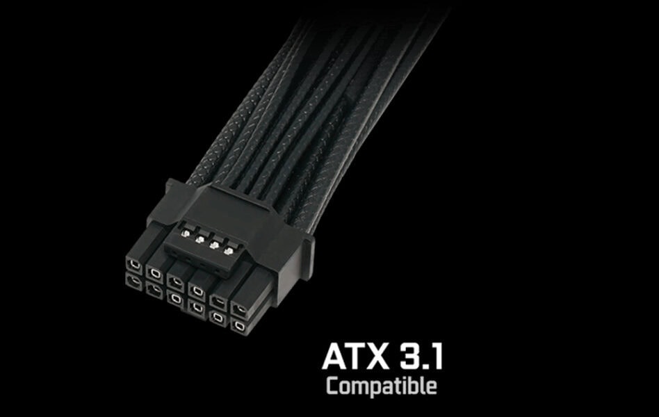 ROG STRIX 1000W Platinum Güçlü ve geniş 8-Pin güç kablosu, yüksek performanslı bilgisayar sistemleri ve ekran kartları için uygun, ATX 3.1 uyumlu, dayanıklı ve esnek tasarım.