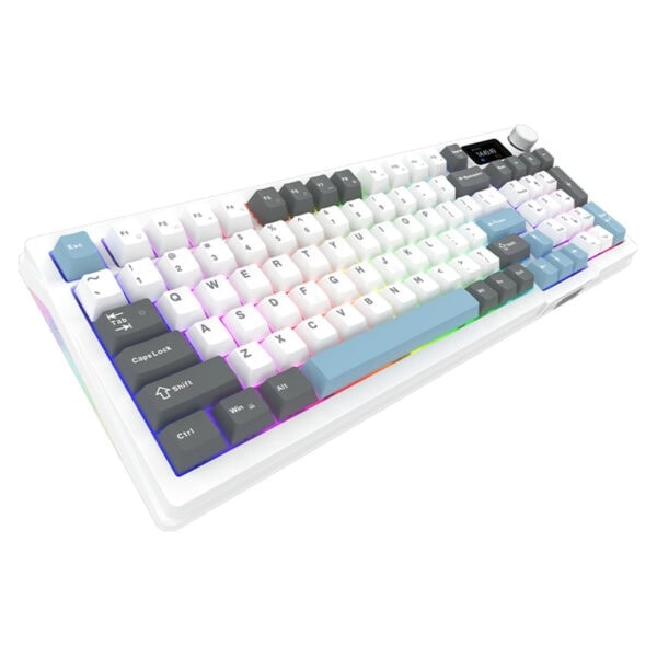 Renkli RGB aydınlatmalı oyun klavyesi, kompakt ve şık tasarım, mekansal ışık efektleri, yüksek performanslı anahtarlar ve dayanıklı yapısı ile Gaming.gen.tr'de satılmaktadır.