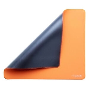 Yüksek kaliteli oyun mouse pad, mavi ve turuncu renklerde, büyük ve kaymaz yüzeyli, e-spor ve profesyonel oyuncular için ideal, hassas hareket ve konfor sağlar.