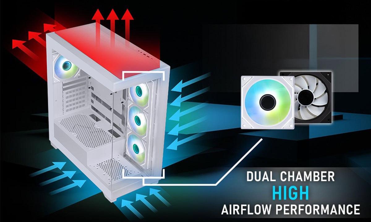 BitFenix Ceto Premium 750W Beyaz Gaming Kasa – Hava Akışı & Fanlar