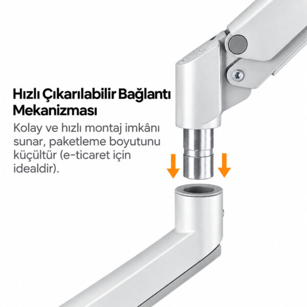 Brateck 17 32 Inç Uyumlu İki Kollu Amortisörlü Gri Monitör Kolu (ldt62 C024) 12