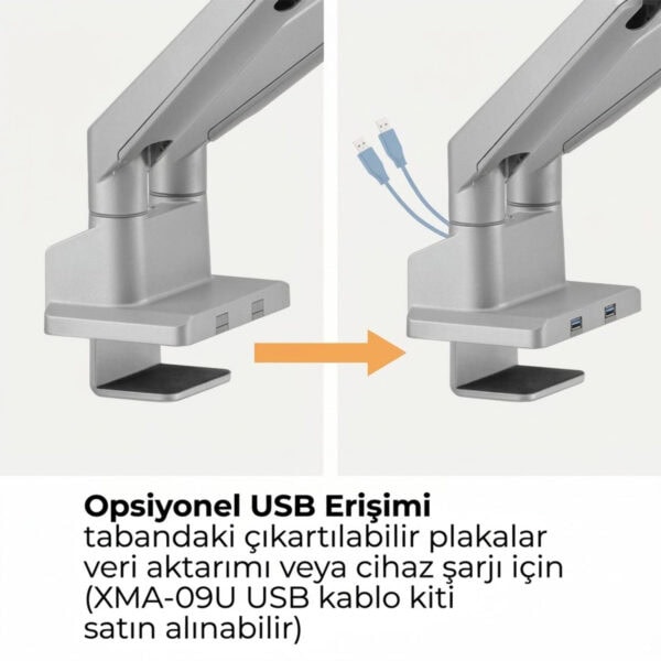 Brateck 17 32 Inç Uyumlu İki Kollu Amortisörlü Gri Monitör Kolu (ldt62 C024)14