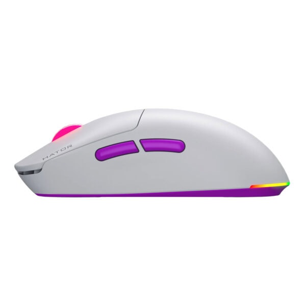 Yüksek performanslı oyun faresinin yan görünümü, RGB ışıklandırma detayları ve ergonomik tasarım. Gaming gen.tr ile uyumlu, hedeflere hızlı ulaşmak ve konforlu oyun deneyimi için ideal.