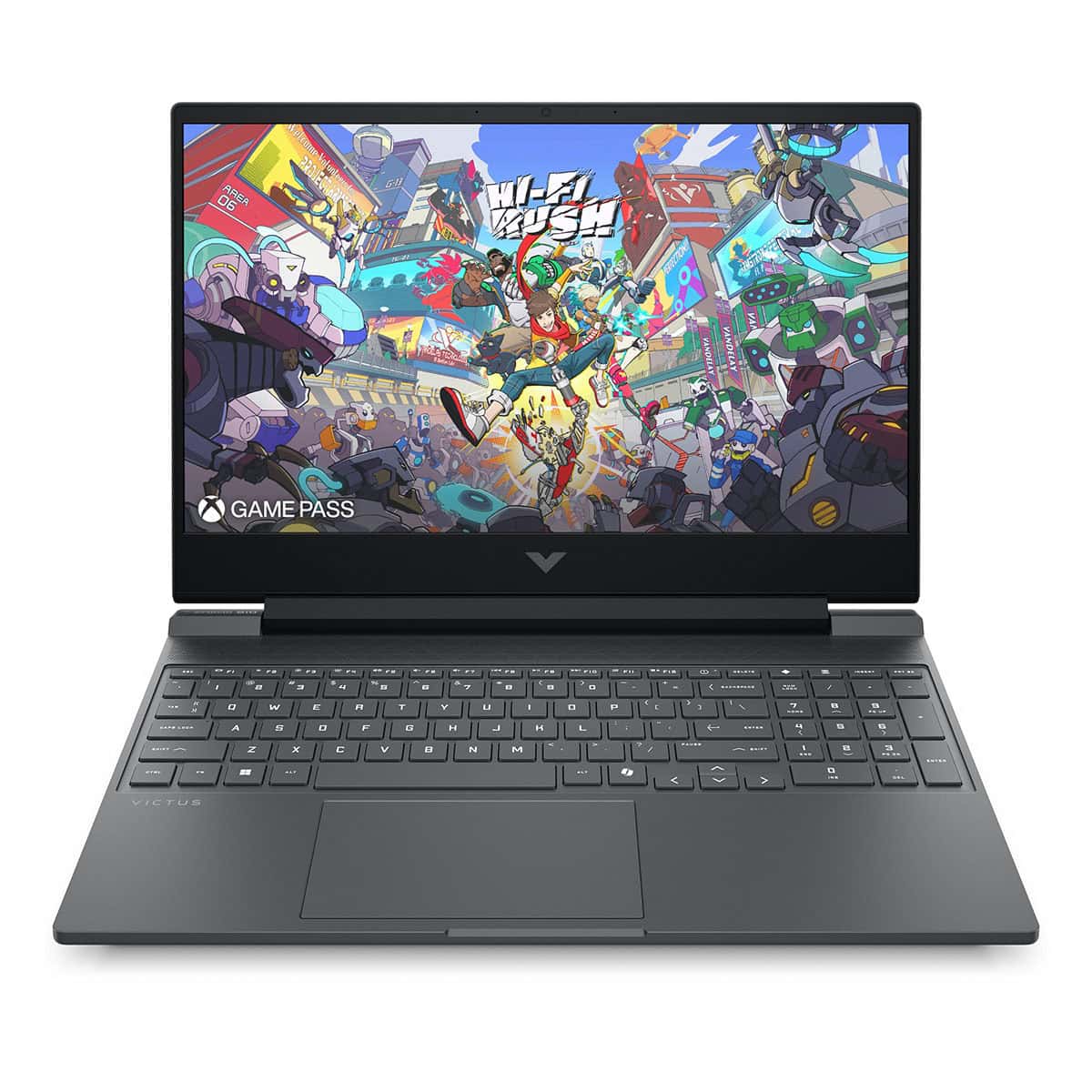 Yüksek çözünürlüklü görüntüde, oyun oynayan gençlerin olduğu ve çeşitli robotların bulunduğu modern gaming laptop ekranı.