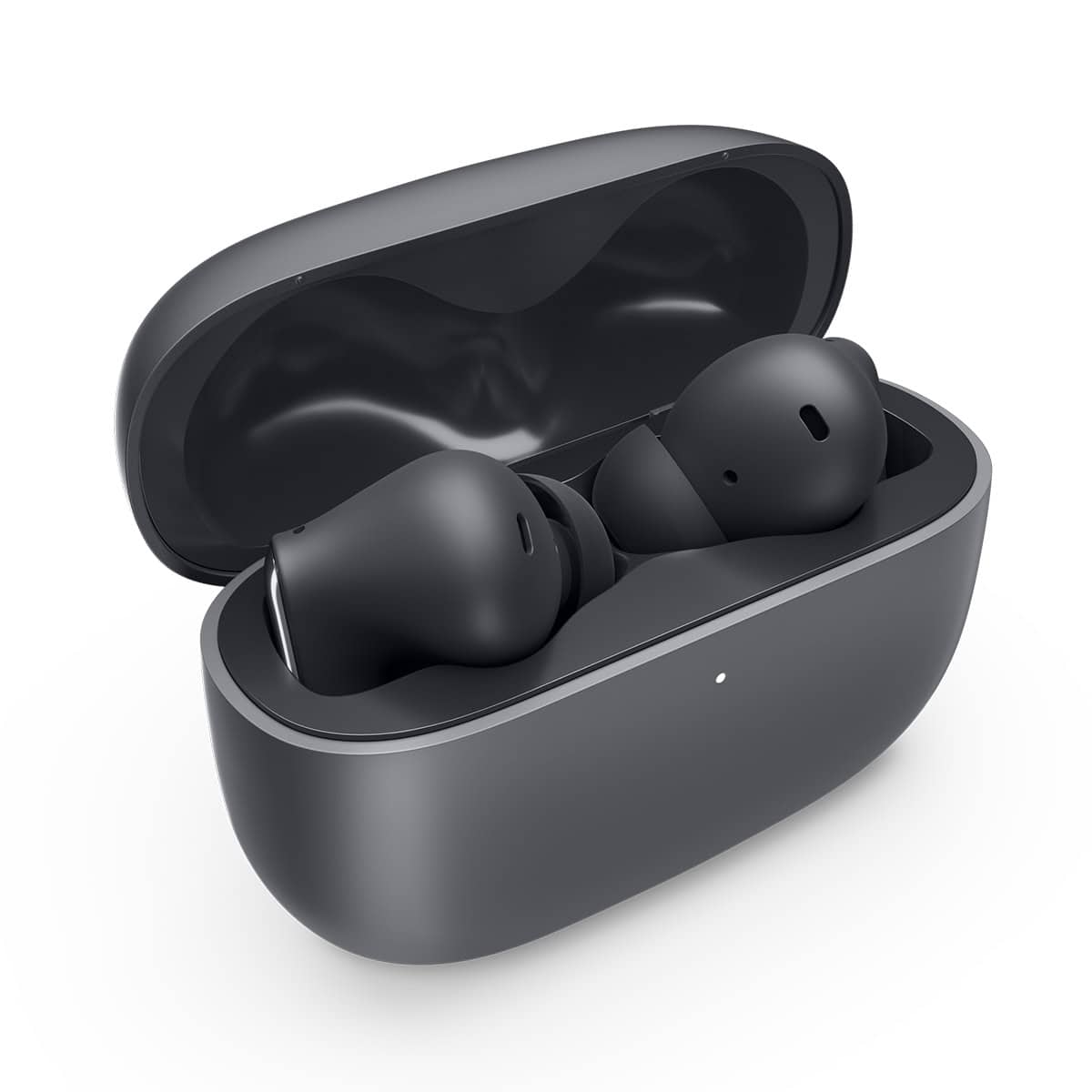 Kablosuz Bluetooth kulaklıklar, şarj kutusunda şık ve taşınabilir tasarım, yüksek ses kalitesi ve rahat kullanım özellikleriyle öne çıkar.