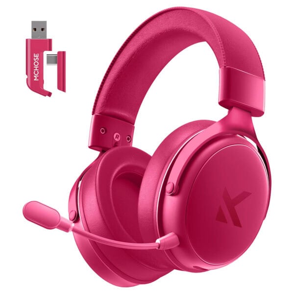 Yüksek kaliteli pembe oyun kulaklığı ve mikrofon, konforlu tasarım, üstün ses performansı, rahat kullanım, PC, PS4 ve Xbox uyumlu, oyuncular ve gençler için ideal.