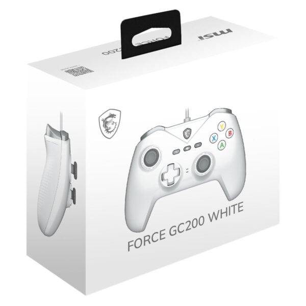 Yapay zeka ile tasarlanmış beyaz oyun kumandası ve kulaklık kutusu, Gaming.gen.tr logosu ile yüksek kaliteli ürün görseli.