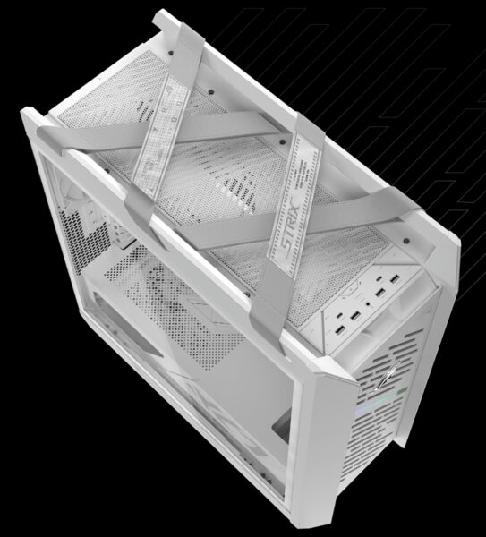 ROG Strix Helios II Özellikle bilgisayar ve oyun ekipmanlarında kullanılan bilgisayar kasası soğutucu, yüksek performans ve optimum hava akışı sağlar.