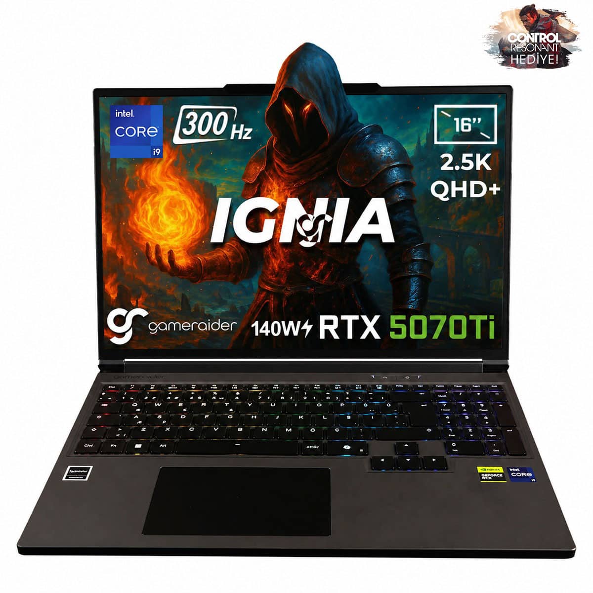 Gameraider Ignia Gr16 Intel Core I9 14900hx Geforce Rtx 5070ti 12gb 140w 16gb Ddr5 2tb Ssd 16 Inç 2.5k Qhd+ 300hz W11 Home Gaming Laptop Çanta Hediyeli Control Resonant Hediyeli 1