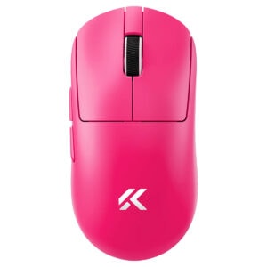 Alt metin: Pembe renkli kablosuz gaming mouse, ergonomik tasarımı ve yüksek hassasiyetli sensörüyle oyuncular için ideal, kaliteli gaming mouse modeli.