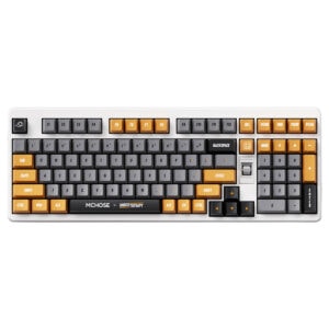 Yüksek kaliteli renkli mekanik oyun klavyesi, tuş başlıkları ve programlanabilir fonksiyon tuşlarıyla oyun ve yazı kullanımı için ideal.