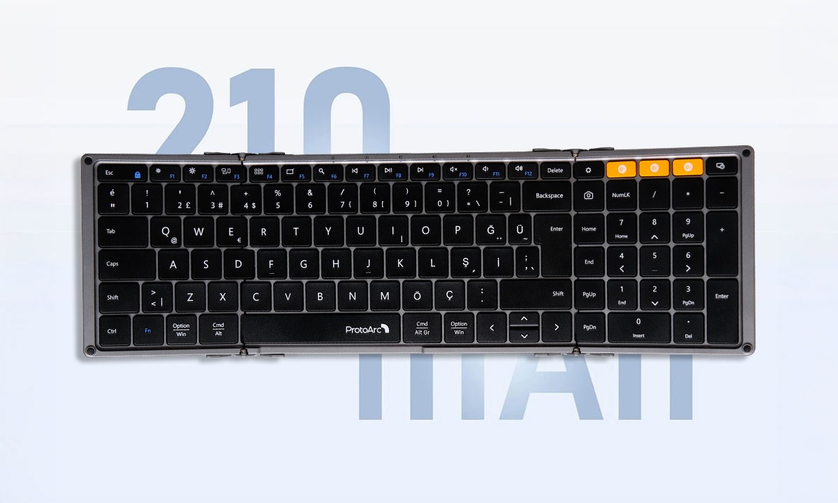 Protoarc Xk01 Uzay Grisi Katlanabilir Türkçe Klavye H05