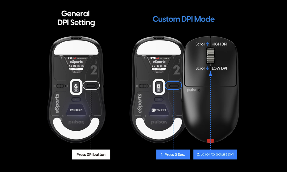 Pulsar X2H v3 eS Black Size 2 Medium Gaming Mouse – Oled Ekran, Sürücüsüz Kontrol, görsel 10