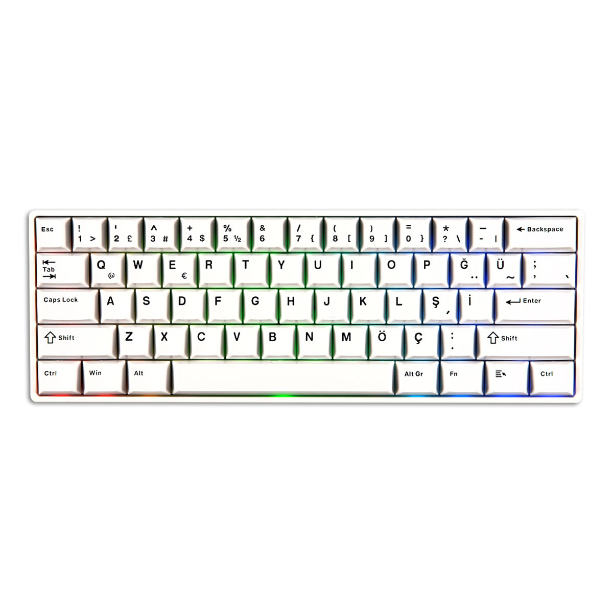 Akko Monsgeek Fun60 Max White Hall Effect Glare Manyetik Switch Rgb Kablosuz Hotswap Türkçe Mekanik Gaming Klavye 1