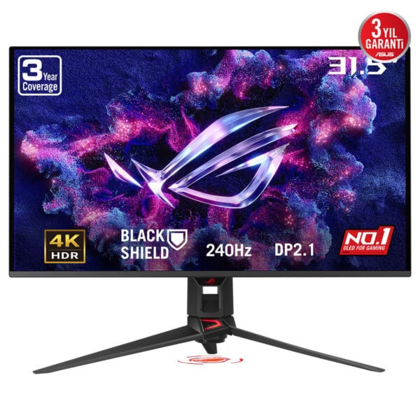 ASUS ROG Swift OLED PG32UCDM3 31.5 inç 4K UHD OLED oyun monitörü, 240Hz yenileme hızı ve 0.03ms tepki süresi ile üstün oyun deneyimi sağlar.