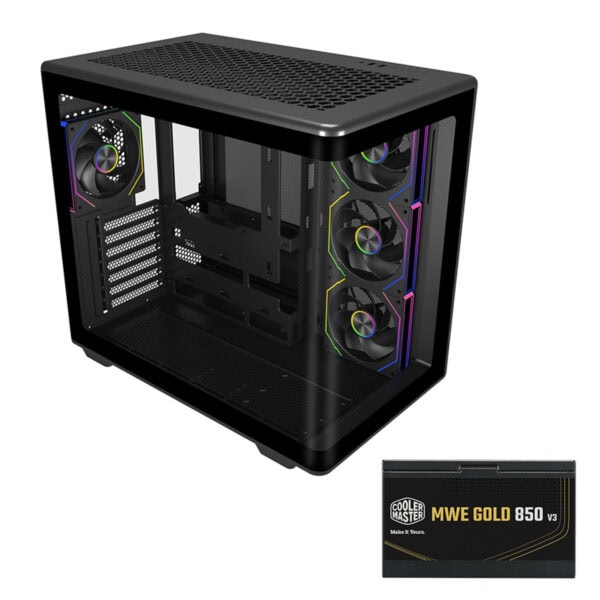 Oyun bilgisayar kasası ve 850W Güç Kaynağı, yüksek performans ve iyi soğutma sağlayan modern tasarım, RGB fanlar ve geniş genişleme alanı.
