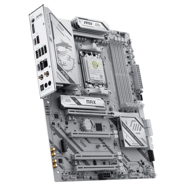 MSI MAG B850 GAMING PLUS MAX anakart, DDR5 RAM, AM5 soket, Wi-Fi 6, M.2 slotları ve ATX form faktörü ile yüksek performans ve geniş bağlantı seçenekleri sunar.