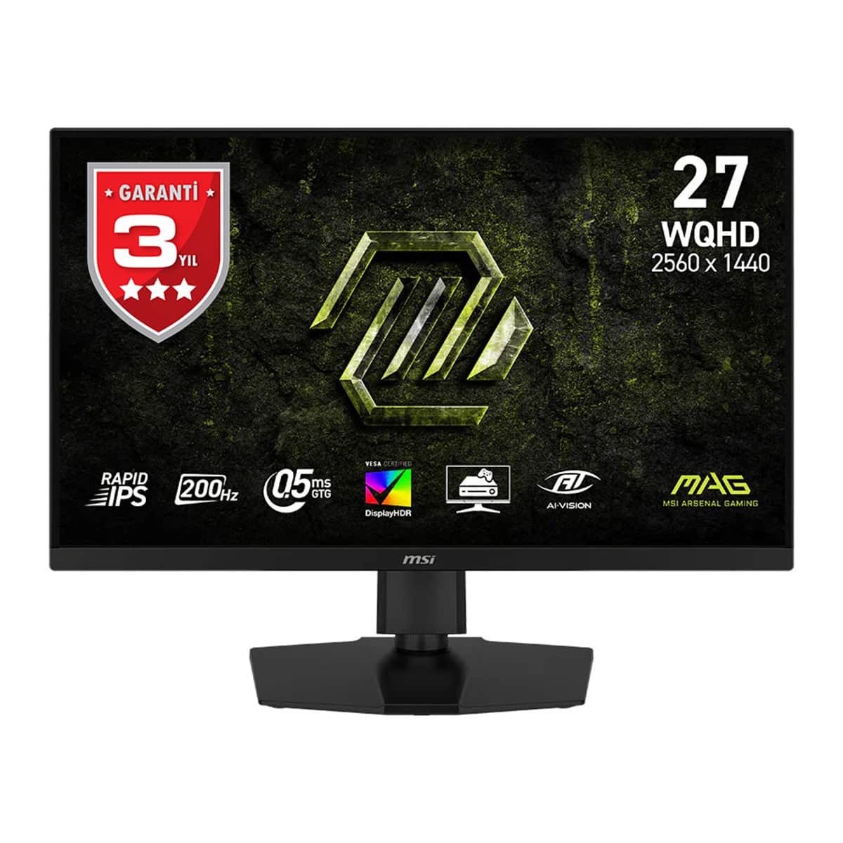MSI MAG 274QPF E20 27 inç, 200Hz yenileme hızı ve 0.5ms tepki süresi ile yüksek performanslı oyun monitörü. WQHD çözünürlük ve Adaptive Sync teknolojisi sayesinde akıcı ve net görüntü sağlar.