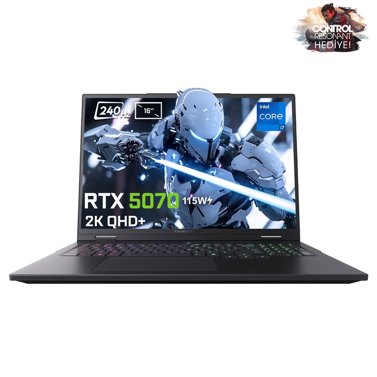 Thunderobot Rz16 Intel Core I7 14700hx Geforce Rtx 5070 8gb 115w 64gb Ddr5 2tb Ssd 16 Inç 2k Qhd+ 240hz Freedos Gaming Laptop (rz16 I7147hx57e1q240rbv2) Control Resonant Hediyeli 1