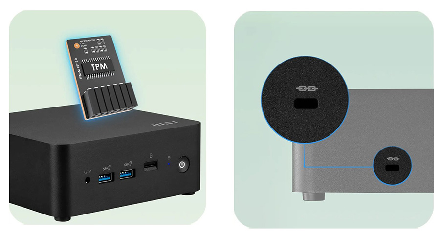 MSI CUBI NUC 1MG-237BEU Mini Bilgisayar – Kensington Lockm