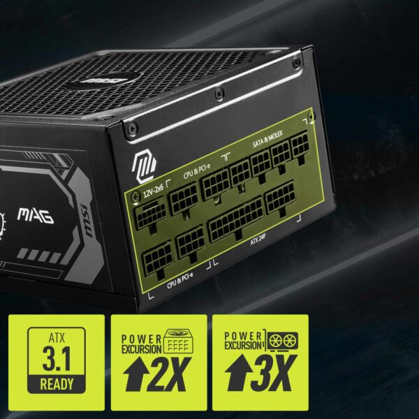 MSI MAG A1000GL PCIE5 / WHITE 1000W 80+ Gold – görsel 3