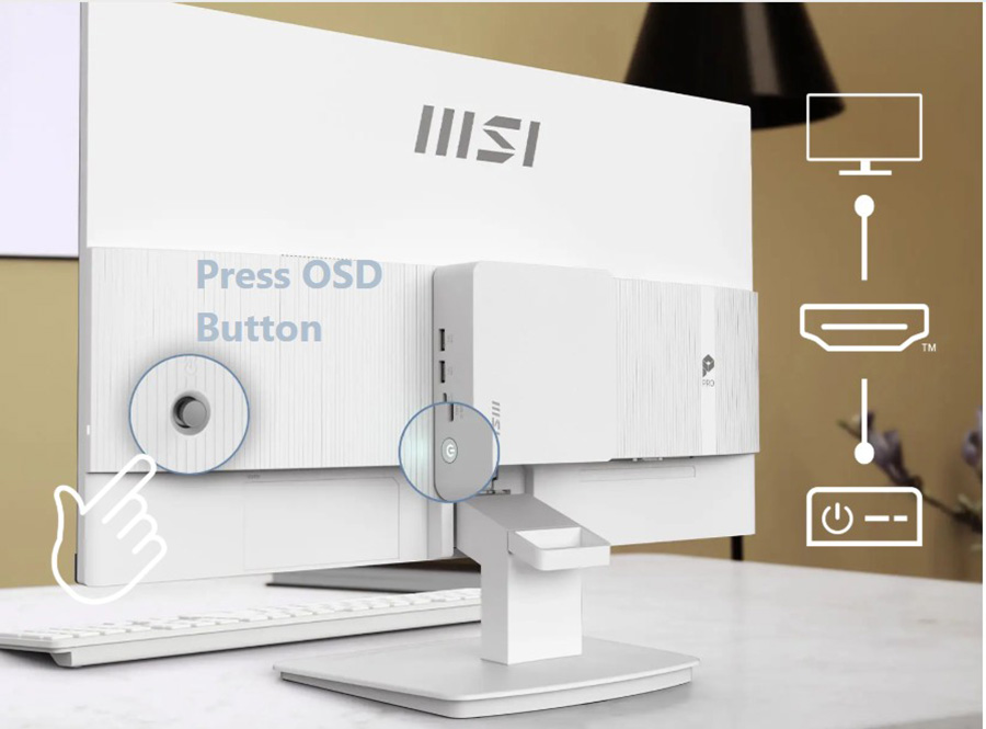 MSI PRO MP241W E14V 23.8 inç Beyaz Monitör – MSI Power Link Desteği