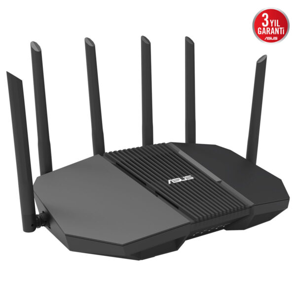 ASUS RT-BE90U üç bantlı Wi-Fi 7 yönlendirici, güçlü bağlantı ve yüksek hızlar sağlar. Çoklu antenleri sayesinde geniş kapsama alanı ve stabil internet erişimi sunar.