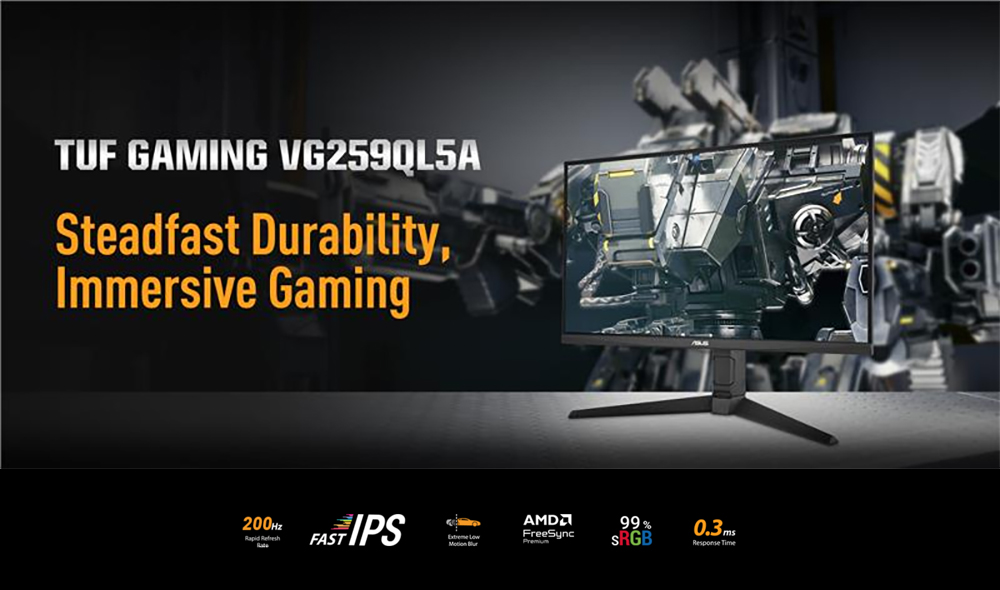 TUF Gaming VG259QL5A ASUS TUF Gaming VG259QL5A 24.5 inç 200Hz 0.3ms Full HD Adaptive Sync Fast IPS Pivot Gaming Monitör h3