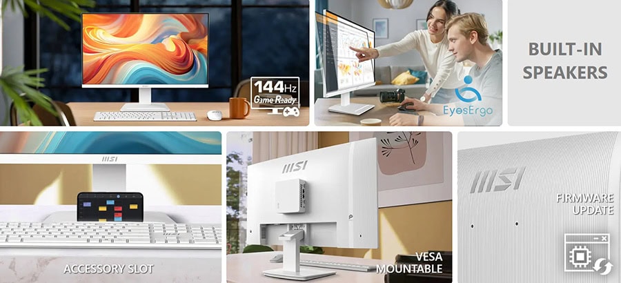 MSI PRO MP273W E14A 27 inç Monitör – 144 Hz Game Ready - Eyes Ergo - VESA MONTAJ DESTEĞİ - Aksesuar yuvası - Firmware