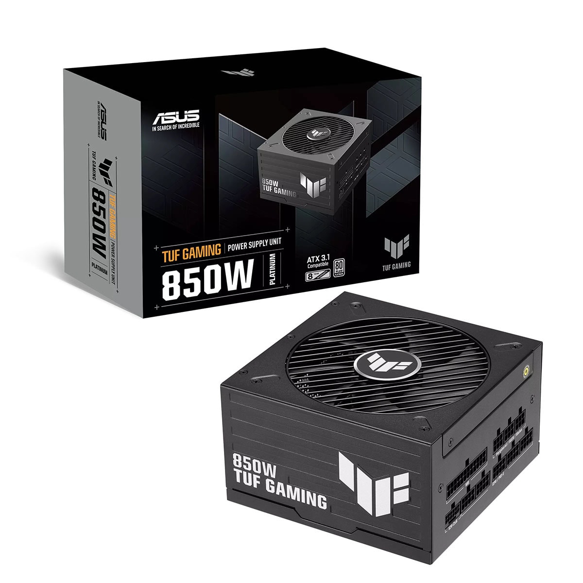 ASUS TUF GAMING 850W 80+ Platinum güç kaynağı, yüksek performans ve dayanıklılık sunar. Oyun ve yüksek performanslı sistemler için ideal, enerji verimli ve güvenilir güç kaynağı.