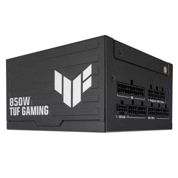 ASUS TUF GAMING 850P 850W 80+ Platinum güç kaynağı, dayanıklı ve yüksek performanslı güç sağlamak için tasarlanmış.