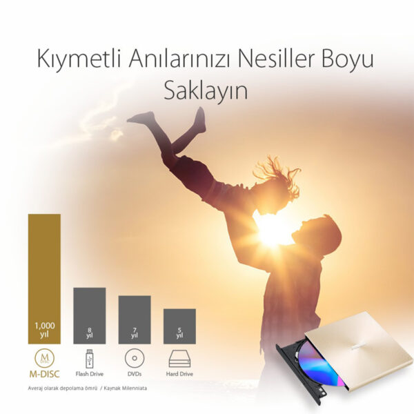 Asus Zendrive U9m Sdrw 08u9m U Gold M Disc Destekli Harici Ultra Ince Dvd Yazici 10