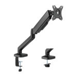 Brateck 17-32 inç amortisörlü siyah monitör kolu, ergonomik çalışma alanları için ideal, yüksek dayanıklılık ve ayarlanabilirlik sağlar.