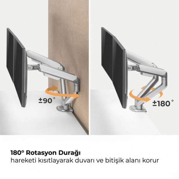 Brateck 17 32 Inç Uyumlu İki Kollu Amortisörlü Gümüş Monitör Kolu (ldt63 C024) 3