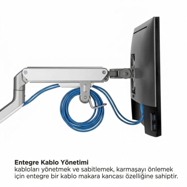 Brateck 17 32 Inç Uyumlu İki Kollu Amortisörlü Gümüş Monitör Kolu (ldt63 C024) 7