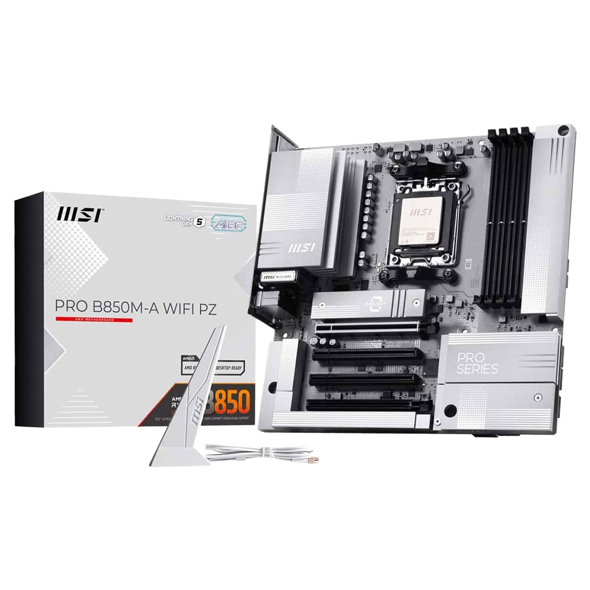 Pro B850M-A WIFI PZ anakart, AMD AM5 soketli, DDR5 RAM destekli, M.2 ve HDMI çıkışlı, yüksek performanslı mATX anakart. Gaming ve profesyonel kullanımlar için ideal.