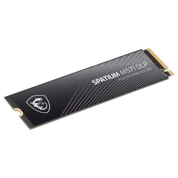 MSI SPATIUM M571 DLP 2TB NVMe PCIe Gen5 x4 SSD, yüksek performanslı ve hızlı okuma/yazma hızlarıyla oyun ve profesyonel kullanım için ideal.