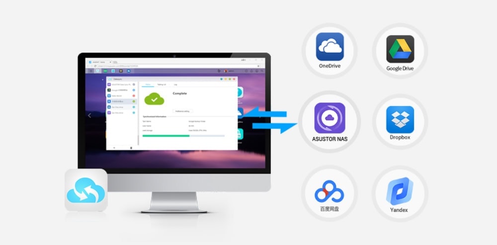 LOCKERSTOR 4 Gen2 (AS6706T) örn: 1. Bulut tabanlı veri yedekleme ve paylaşım çözümleri, OneDrive, Google Drive, Dropbox, Yandex ve ASUSTOR NAS ile uyumlu, kolay erişim ve yüksek güvenlik sağlar.
